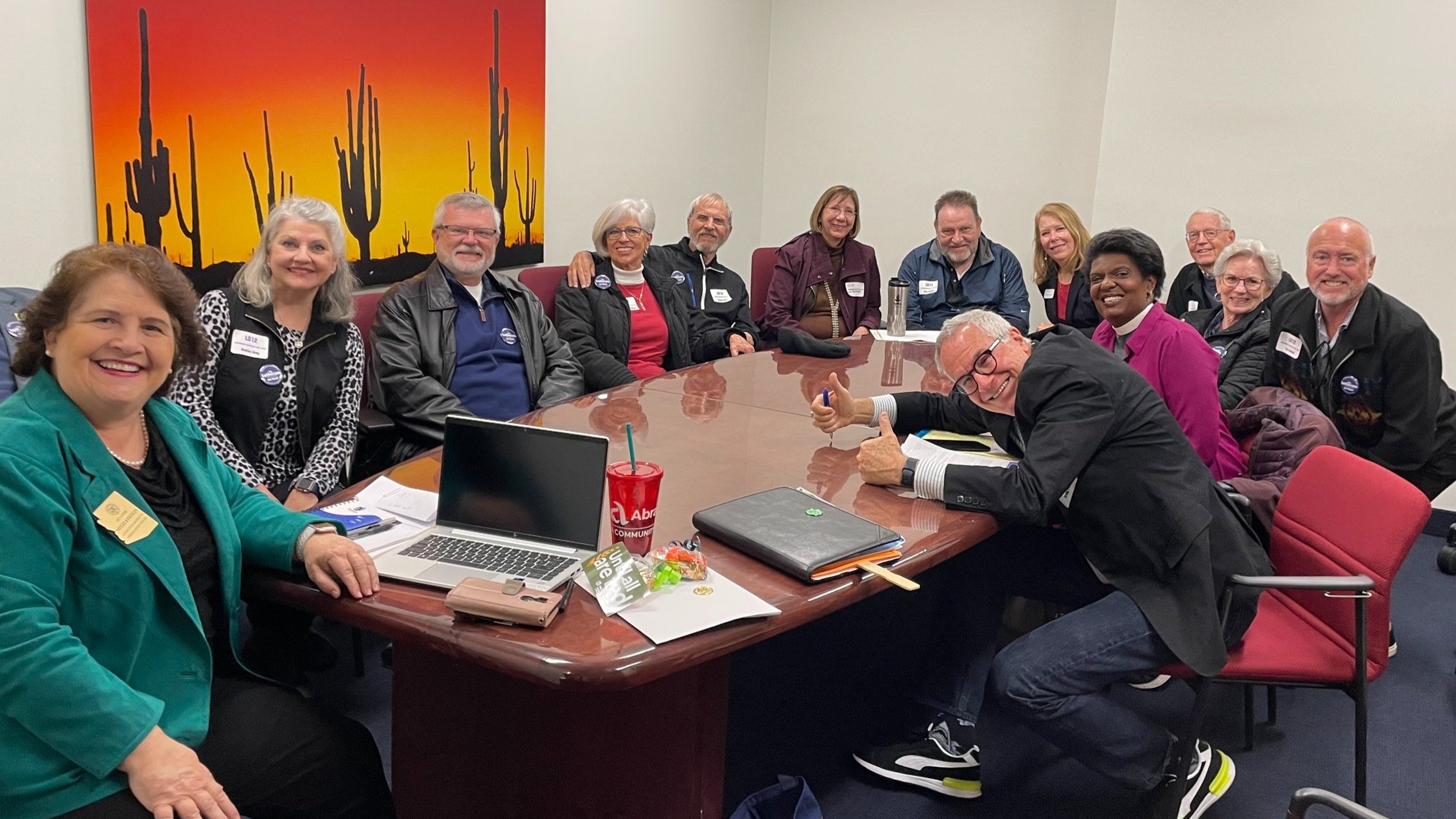  The LD12 Contingent: From left to right: Sen. Mitzi Epstein, Andrea Arey, … Elaine Kraemer, Pr. Steve Holm, Jayne Peterson, friend, Janie Magruder (LSS-SW board member), Jim Gisselquist and Jane Gisselquist (Esperanza, Ahwatukee), Tim Perlick, Pr. J