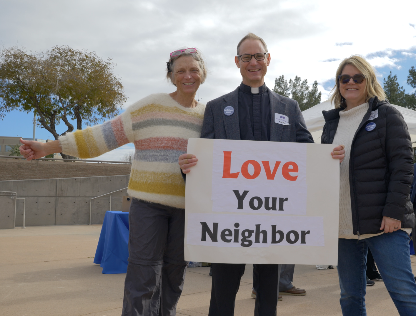  Sheri Brown (Dewey), Pr. Peter Perry (St. John’s, Glendale), and Pr. Karn Carroll (Our Saviour’s, Phoenix) love their neighbors. 
