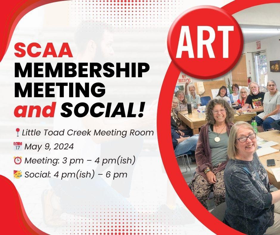 This Thursday! Membership meeting followed by socializing!! Little Toad Creek meeting room. See you there! #silvercityartassociation