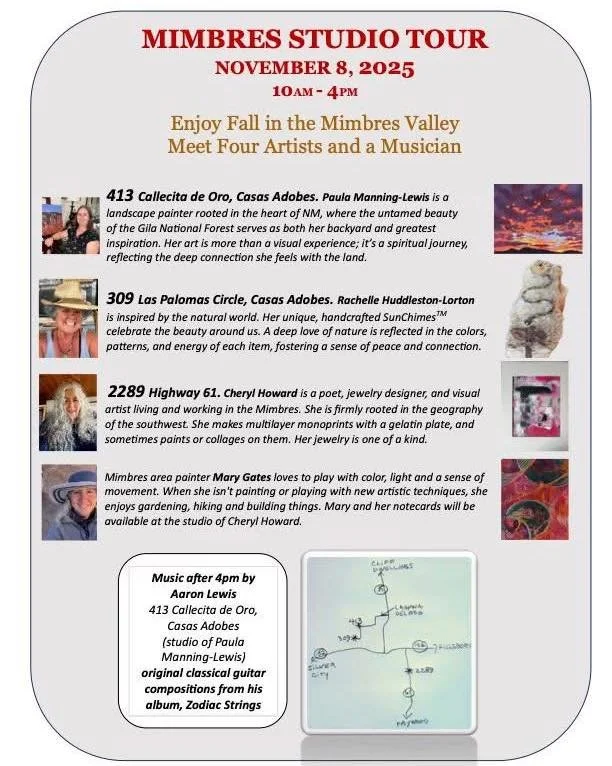 This Saturday! Mimbres Studio Tour! More of our SCAA talented artists! Plus a beautiful fall drive!  #silvercityartassociation #silvercitynm #visitsilvercity #silvercityart #visitsilvercitynm #newmexicotrue