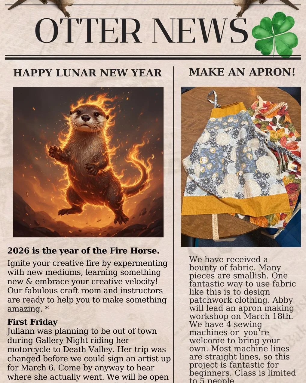 SCAA Artful Business Otter Chaos always has a busy schedule! Here&rsquo;s March! #silvercityartassociation #silvercitynewmexico #visitsilvercity #firstfridaysilvercity