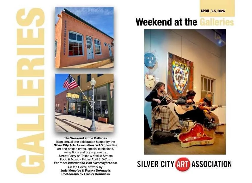 🔴 WEEKEND AT THE GALLERIES🔴
Only 2 weeks away! Visit the SCAA Galleries listed for special exhibitions, receptions, artist demos and more! #silvercityartassociation #firstfridaysilvercity #silvercitynm #visitsilvercity #silvercityartsdistrict #silv