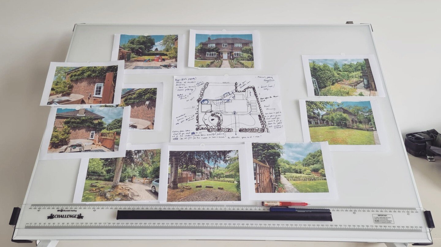 A number of design projects at various stages at the moment; but just starting up and getting the creative juices flowing for this beautiful family cottage on the outskirts of Guildford.

Hoping to create a wonderful garden that complements both the 