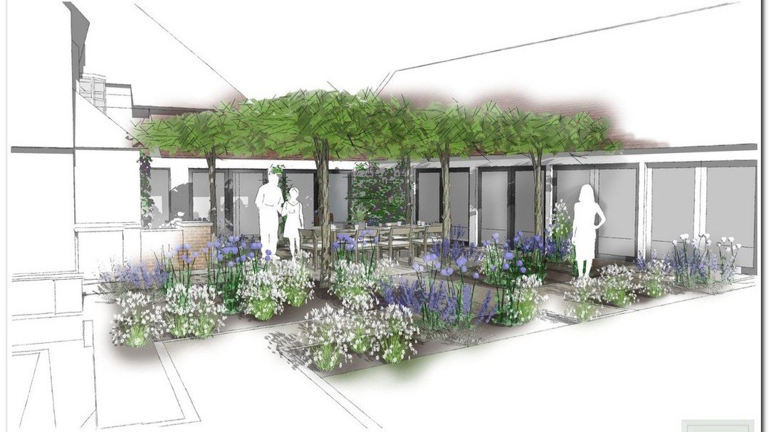 I'm so delighted with how this particular design turned out (and the client says they're really happy, too!).

We implemented this design for a lovely family living in a beautiful Arts &amp; Craft property in Guildford. Converted a boring grey patio 