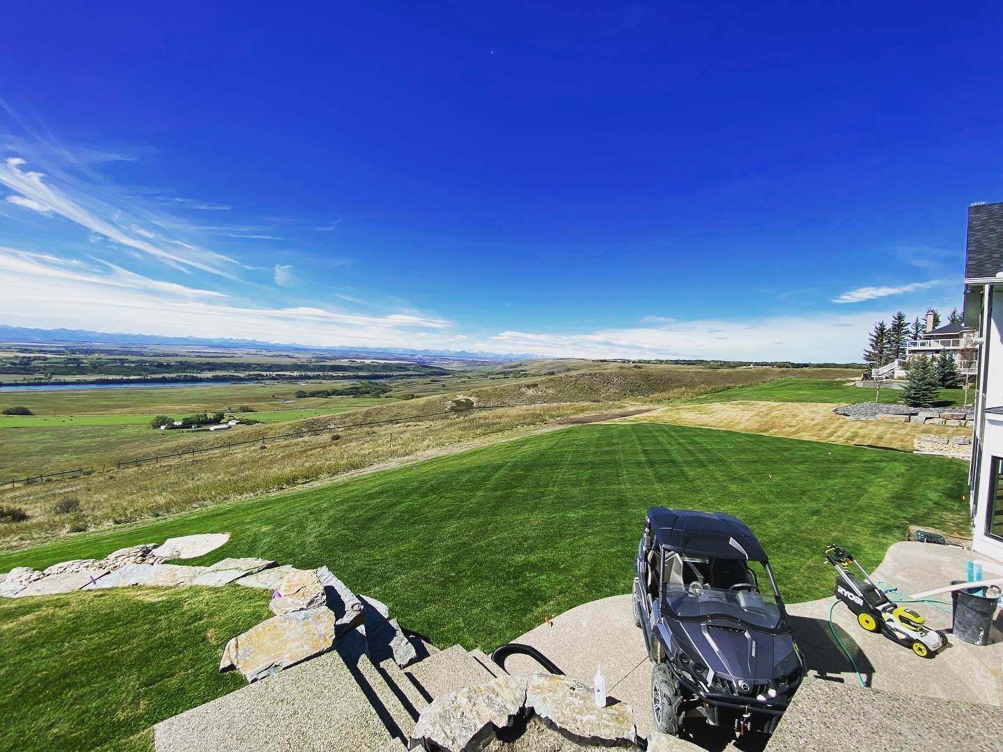 Getting our client&rsquo;s yard ready for a wedding this weekend featuring a cross-cross cut with STUNNING views 😍