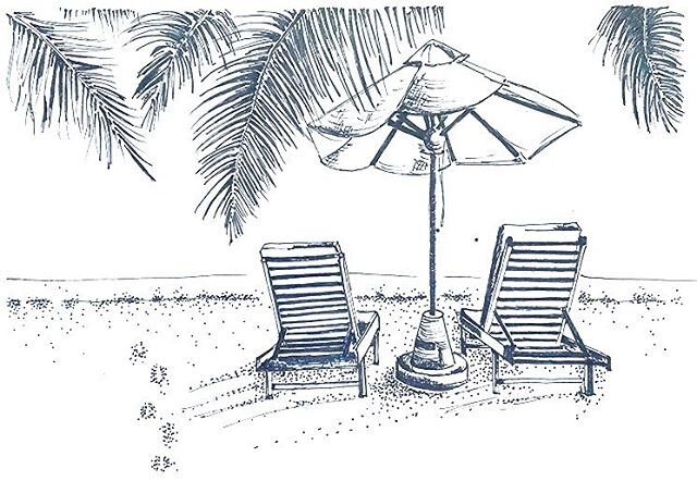 Dreaming of a sunny beach and a healthy world. Love this sketch by @kamartttt #beachvibes🌊 #beachartist #palmtrees #sketching