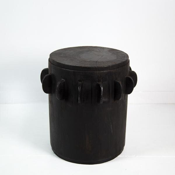 Black Primitive Stool / Side Table
