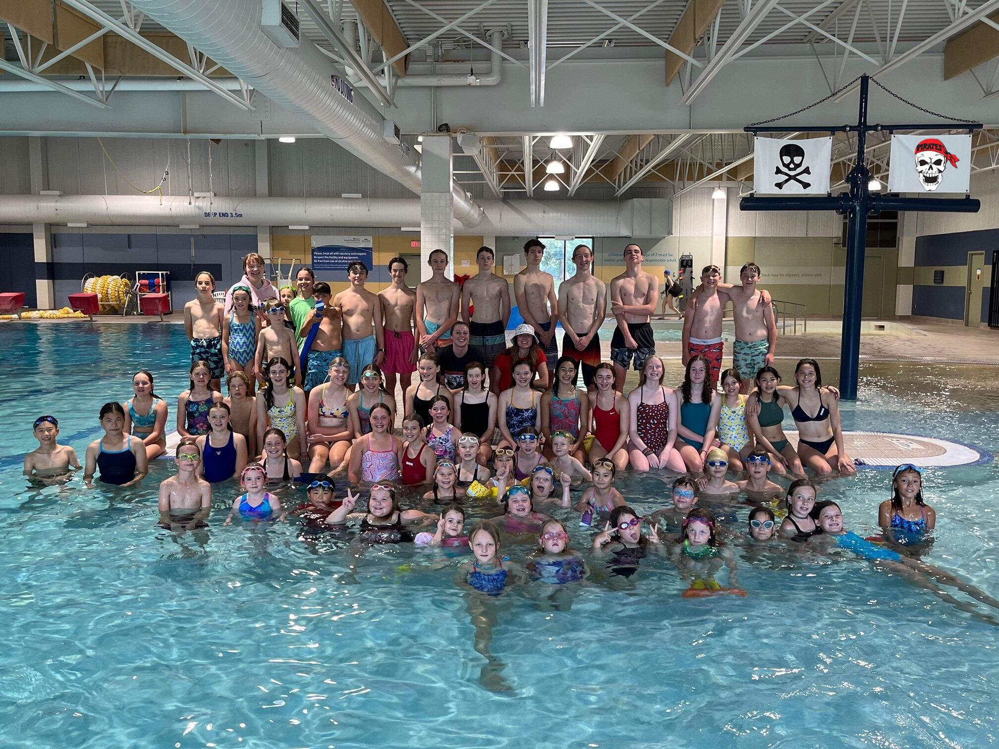 Photo of the team in the pool