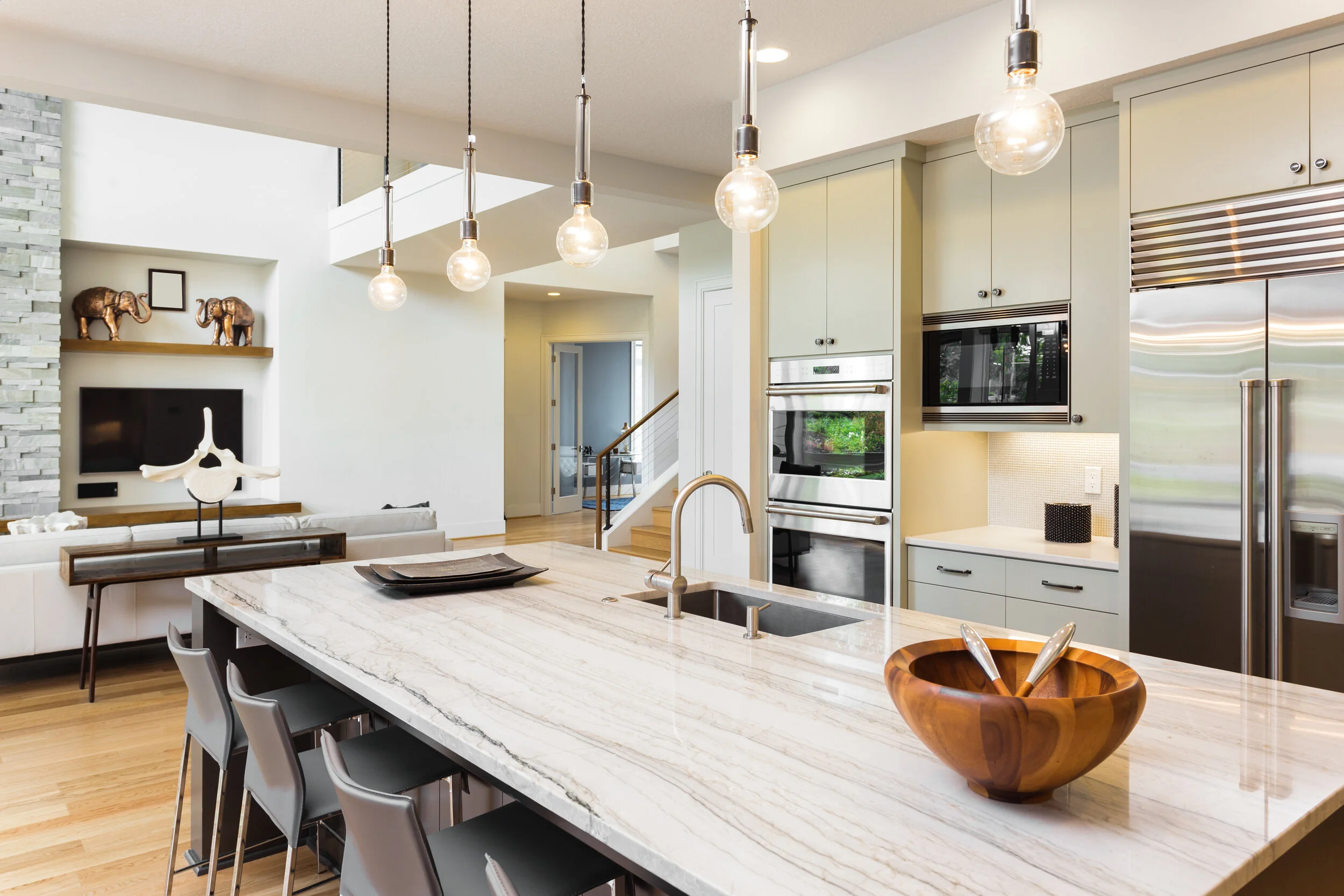 Contemporary Open Plan Kitchen Remodel by Mauro's Interiors Kitchens, Closets, Bath project photo