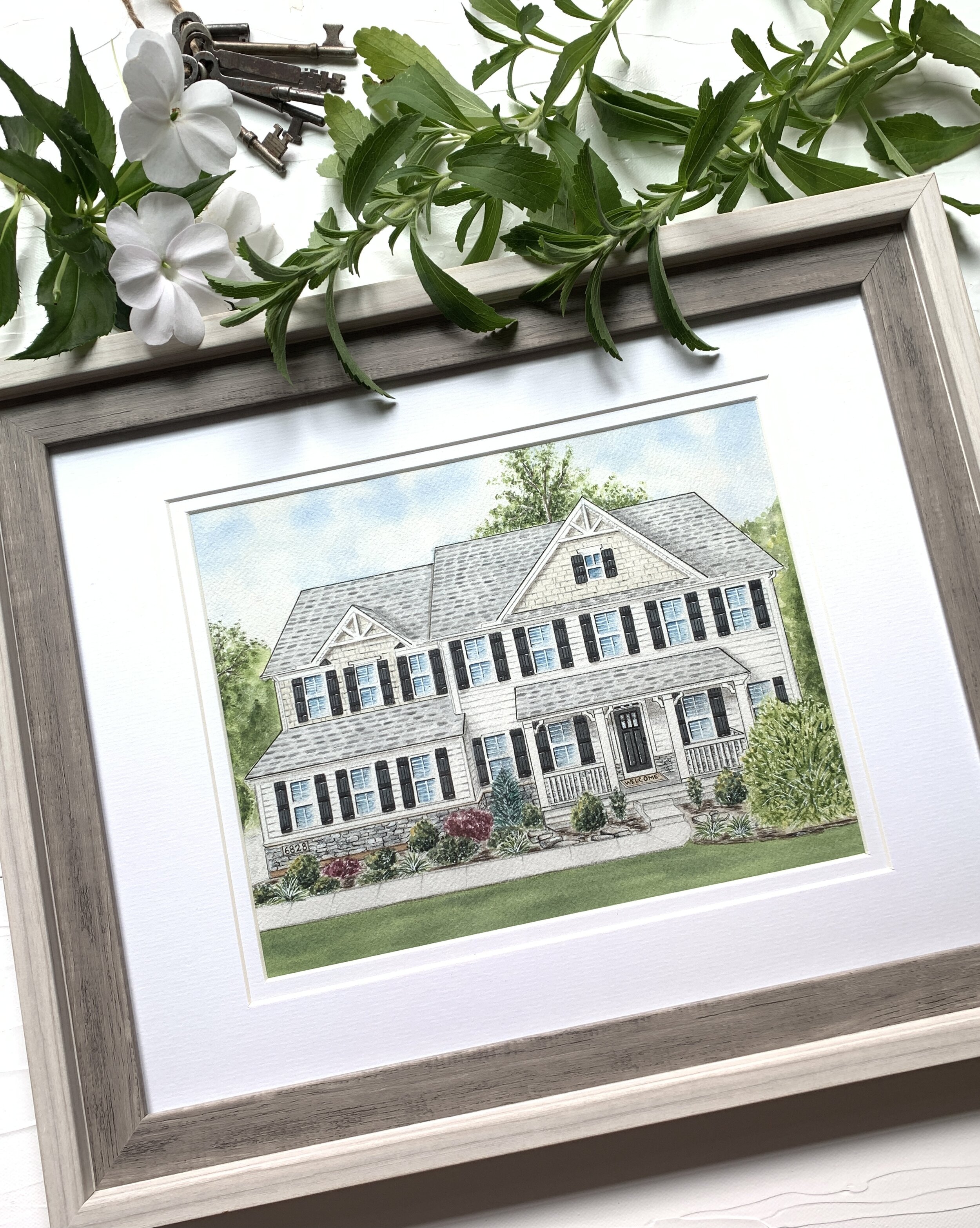 watercolor house portrait