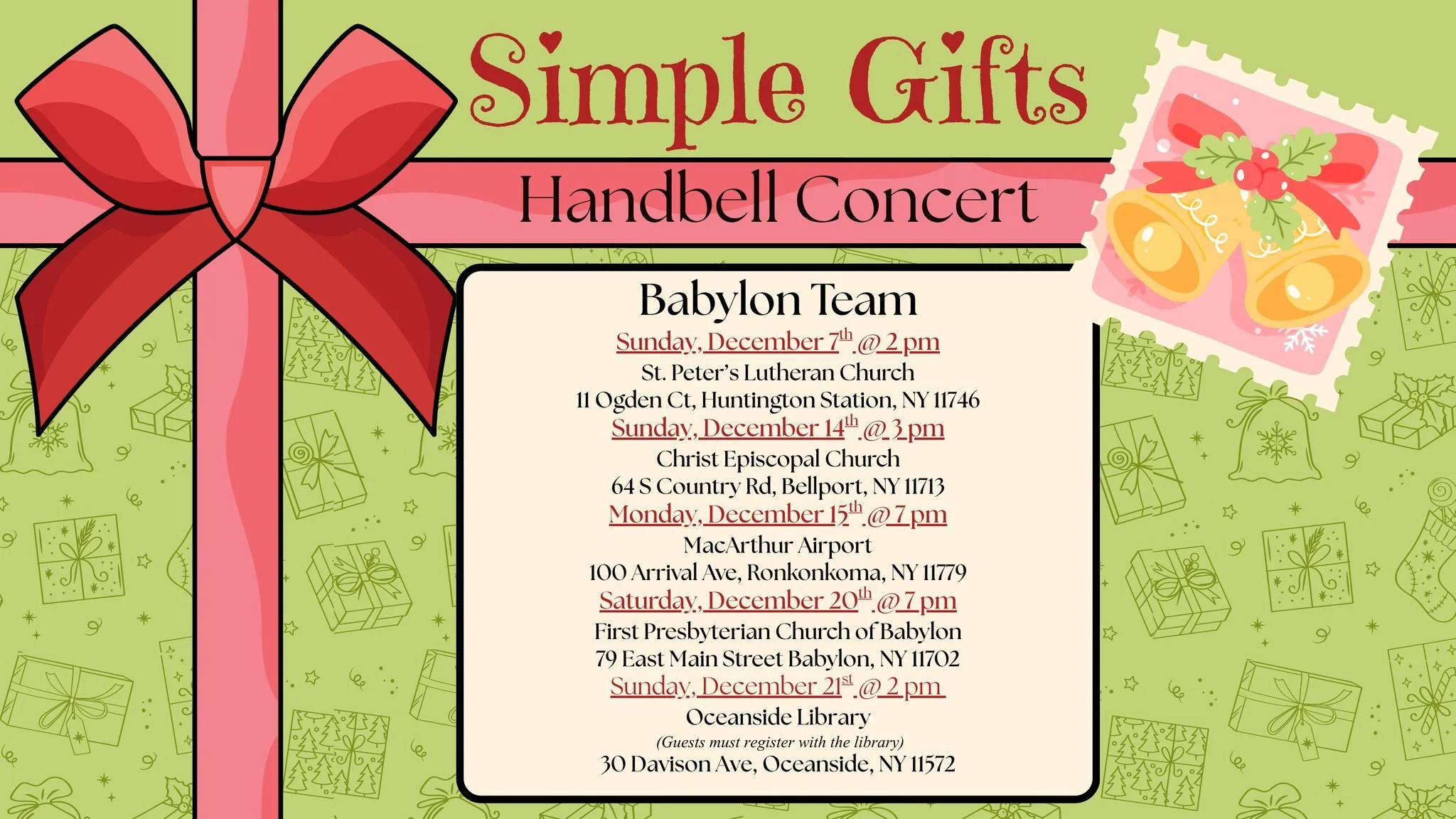 Sunday, December 14, 3 pm LI reSound Handbell Ensemble 