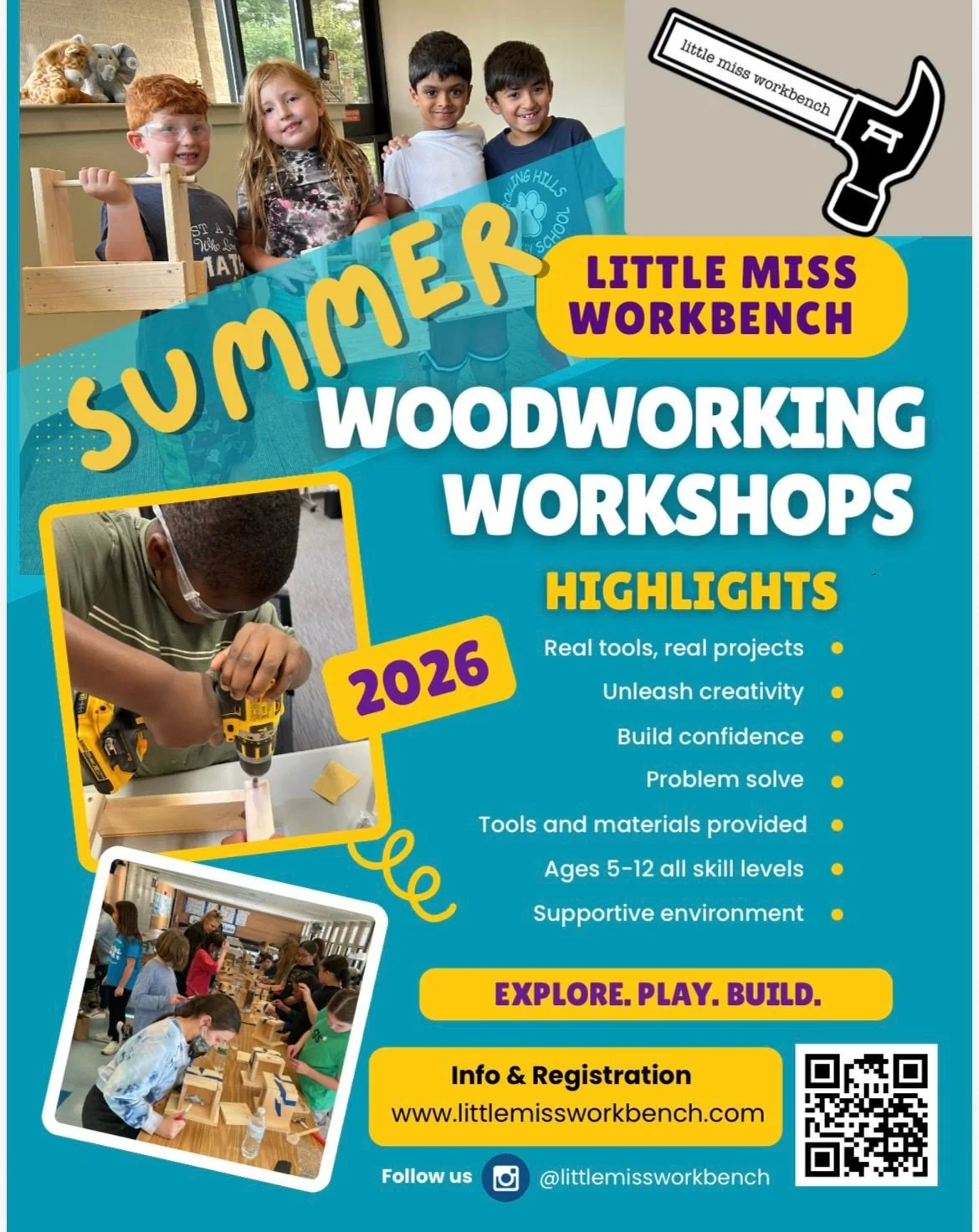 Monday, August 17-21, Little Miss Workbench, Rand Hall, 1-4 pm 