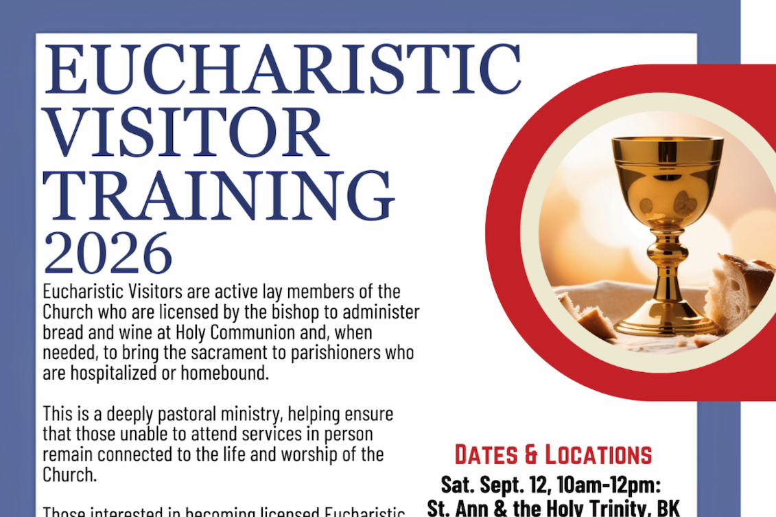 Saturday, November 7, 10am-12 noon Lay Eucharistic Training