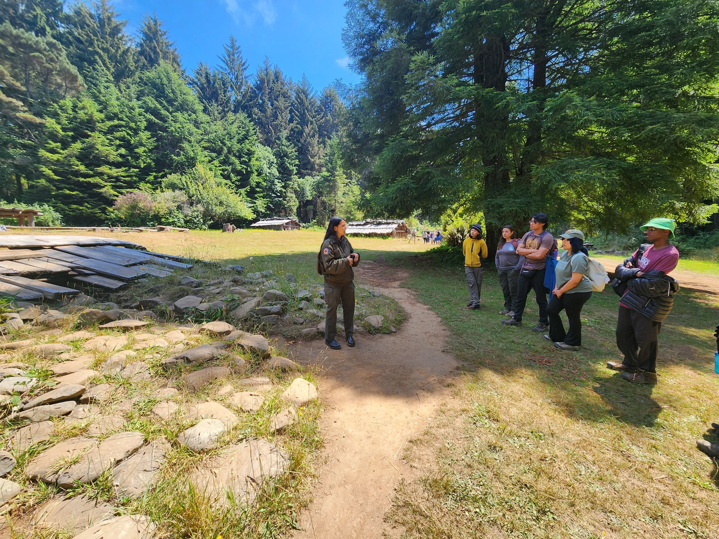  The crew learns about the Yurok, stewards of land from Little River to north of the Klamath, including Seawood Cape Preserve, since time immemorial. Photos: Julio Sandoval 