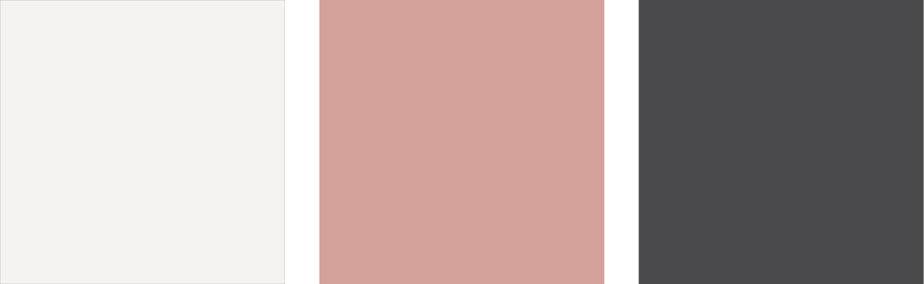 Color swatches of pale pink, pale dusty rose, and dark gray.