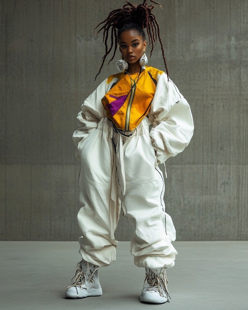 Every piece has been designed with the purpose of comfort, adaptability, and spiritual symbolism.

By Soo.na

#aifashionweek #CreativeAI #sports #indigenousfashion #ai_art_community #midjourney #designmillk  #fashion #ai #aigenerated #aifashion  #anc