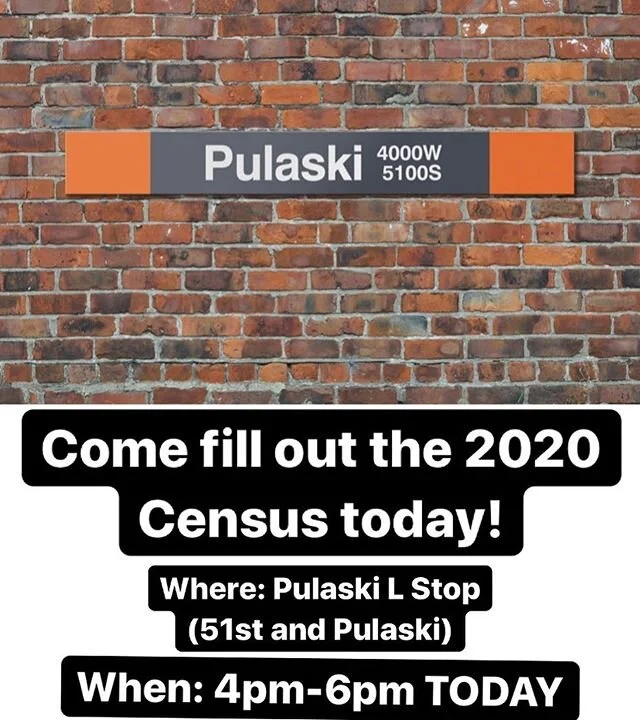Come fill out the Census at the Pulaski Orange Line Station today from 4pm-6pm at 51st and Pulaski! #midwayairport #midwaychicago #westelsdon #westelsdonchicago #gagepark #gageparkchicago #westlawn #cicero #cicerochicago #2020census #chicago #chicagocommunity