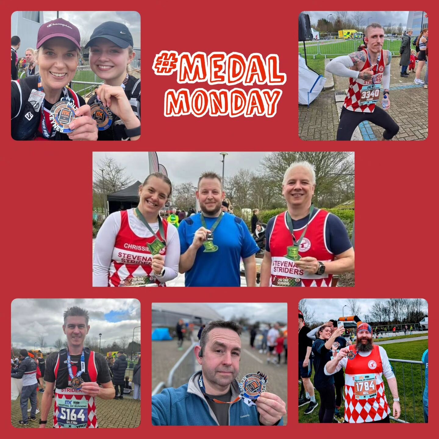 Lots of races at the weekend to catch up on, in the meantime here's just a few of the Striders looking deservedly proud on #MedalMonday 🏅&diams;️👏🏼

#MKRunningFestival
#ZigZagRunning