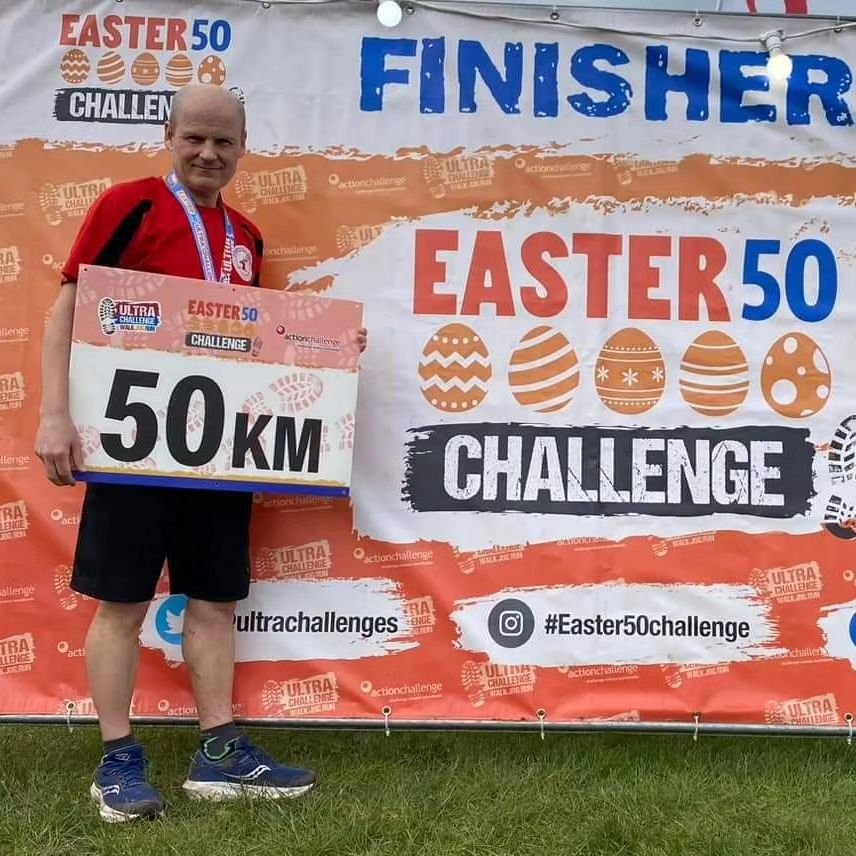 Our Chairperson Chris Rowlands took part in the Easter 50k Ultra Challenge in Windsor. 

Chris says this was the hardest medal 🏅he has ever earned &ndash; and earn it he did &ndash; he finished in an incredible time of 5:25.30 and placed 34th out of