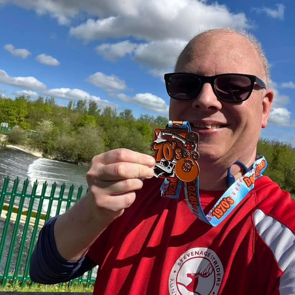 Marc Hagland ran the @phoenixrunninguk River Run Half Marathon on Thursday with a groovy 70&rsquo;s themed medal in a brilliant time of 2:25:46 &ndash; great run Marc!