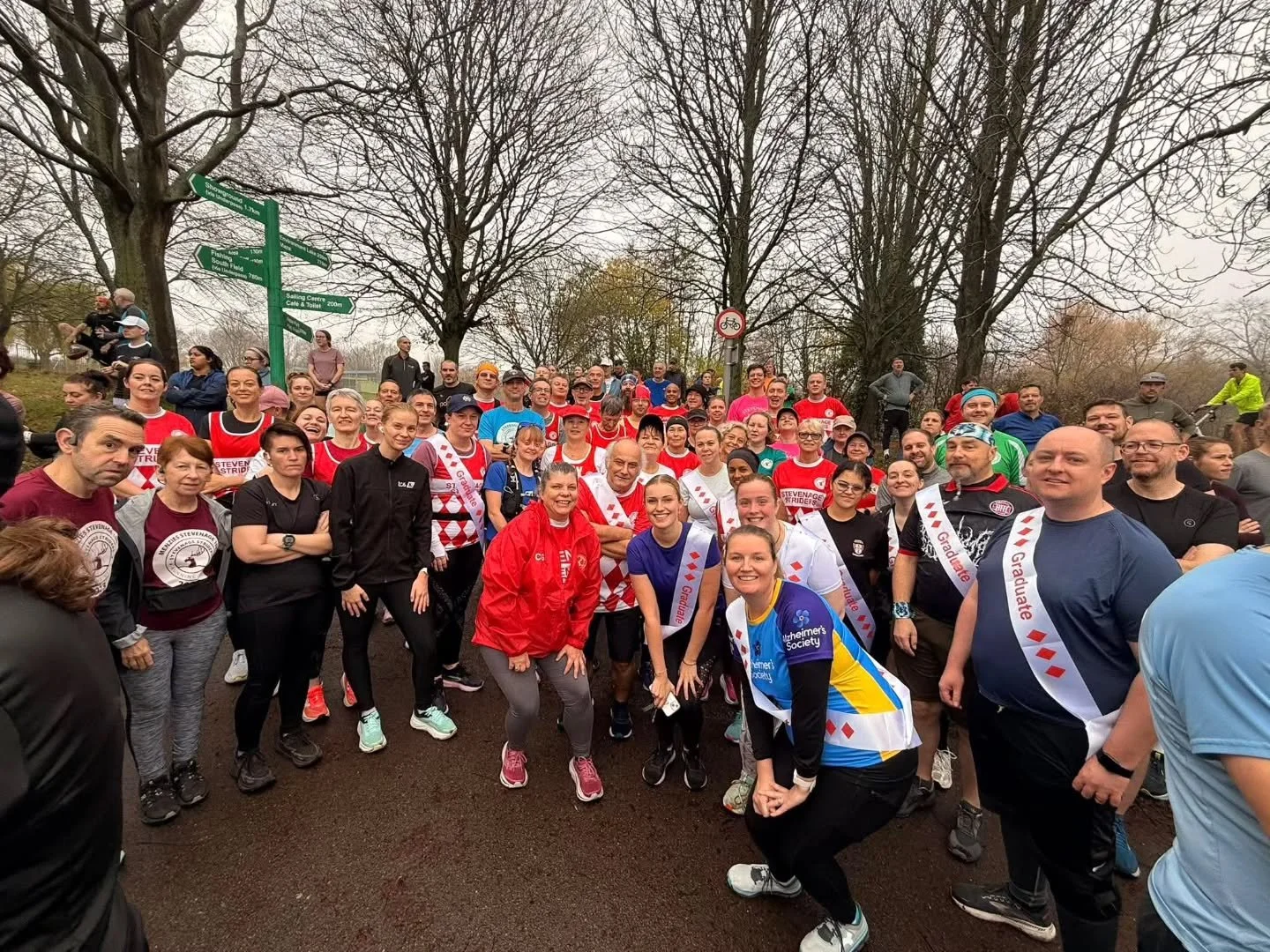 The Striders have been busy training and braving the cold and wet weather recently; Park runs, Friday runs, Monday, Tuesday &amp; Thursday training runs and even a chilly track session on Wednesday! 

We're almost ready to party tomorrow night! 🕺💃?