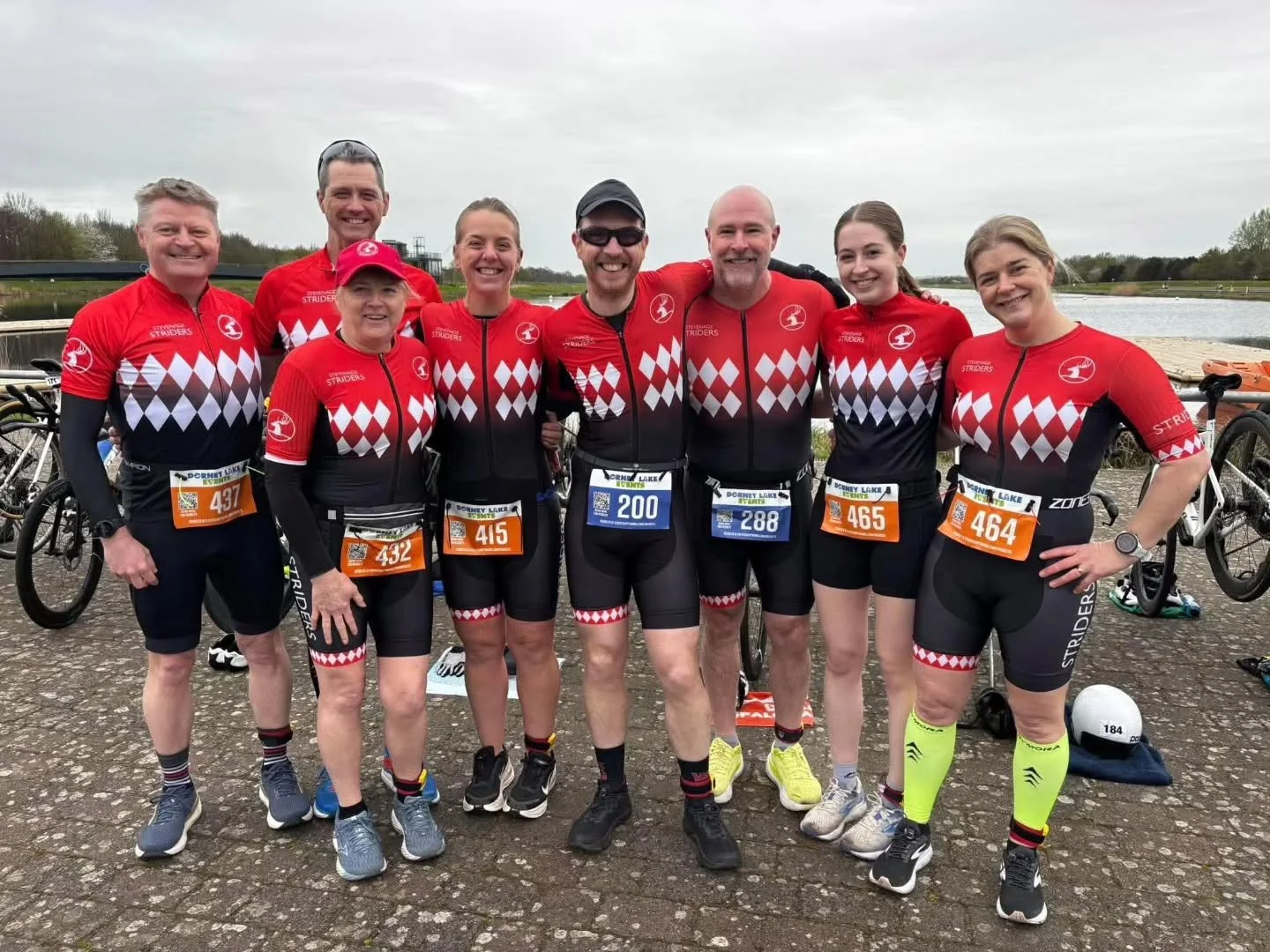 Dorney Duathlon 4/4/26
8 Striders took on the Dorney Duathlon 

Sarah Kinsella, Teresa Sutherill, Martin Watson, Richard Sutherland, Sophie Kinsella &amp; Chrissie Thomas completed the sprint distance, which consisted of a 5K run, a 20K bike ride, an