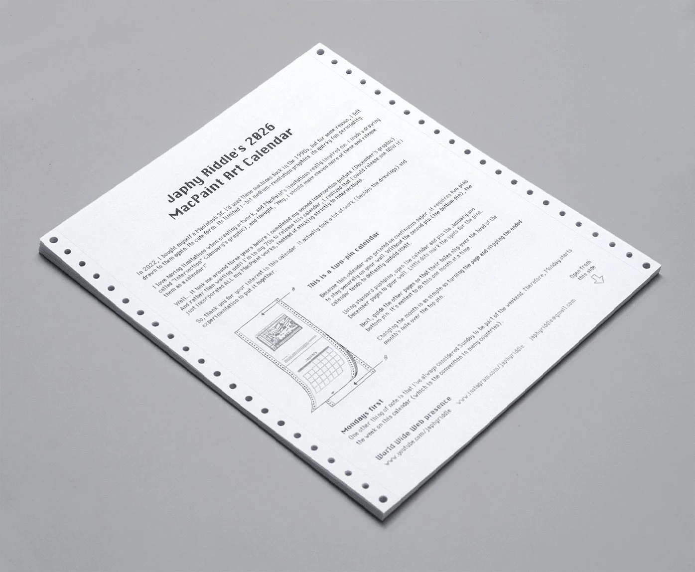 Japhy Riddle’s 2026 MacPaint Art Calendar