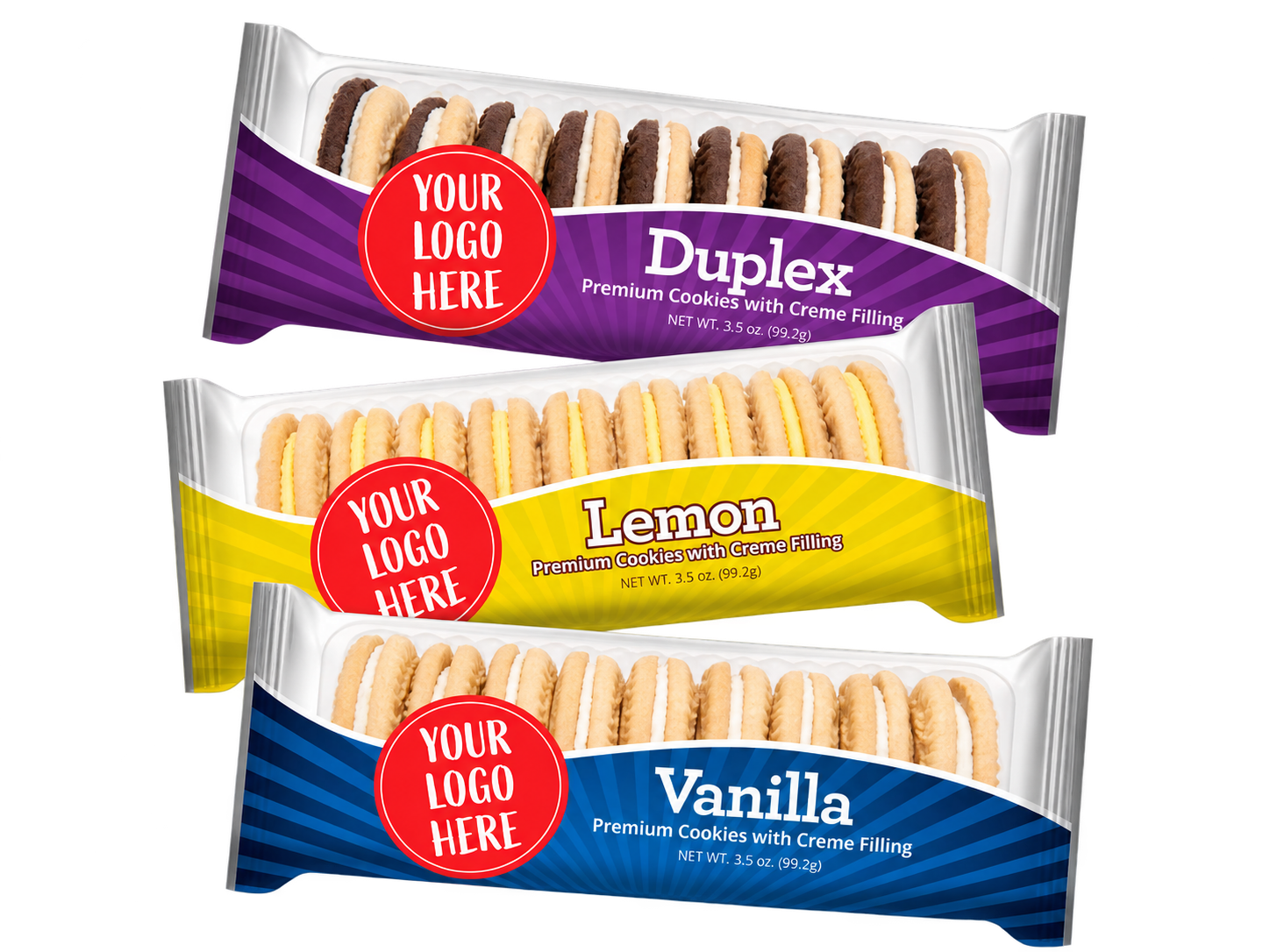 Duplex, Lemon and Vanilla private-label sandwich creme cookie package concepts
