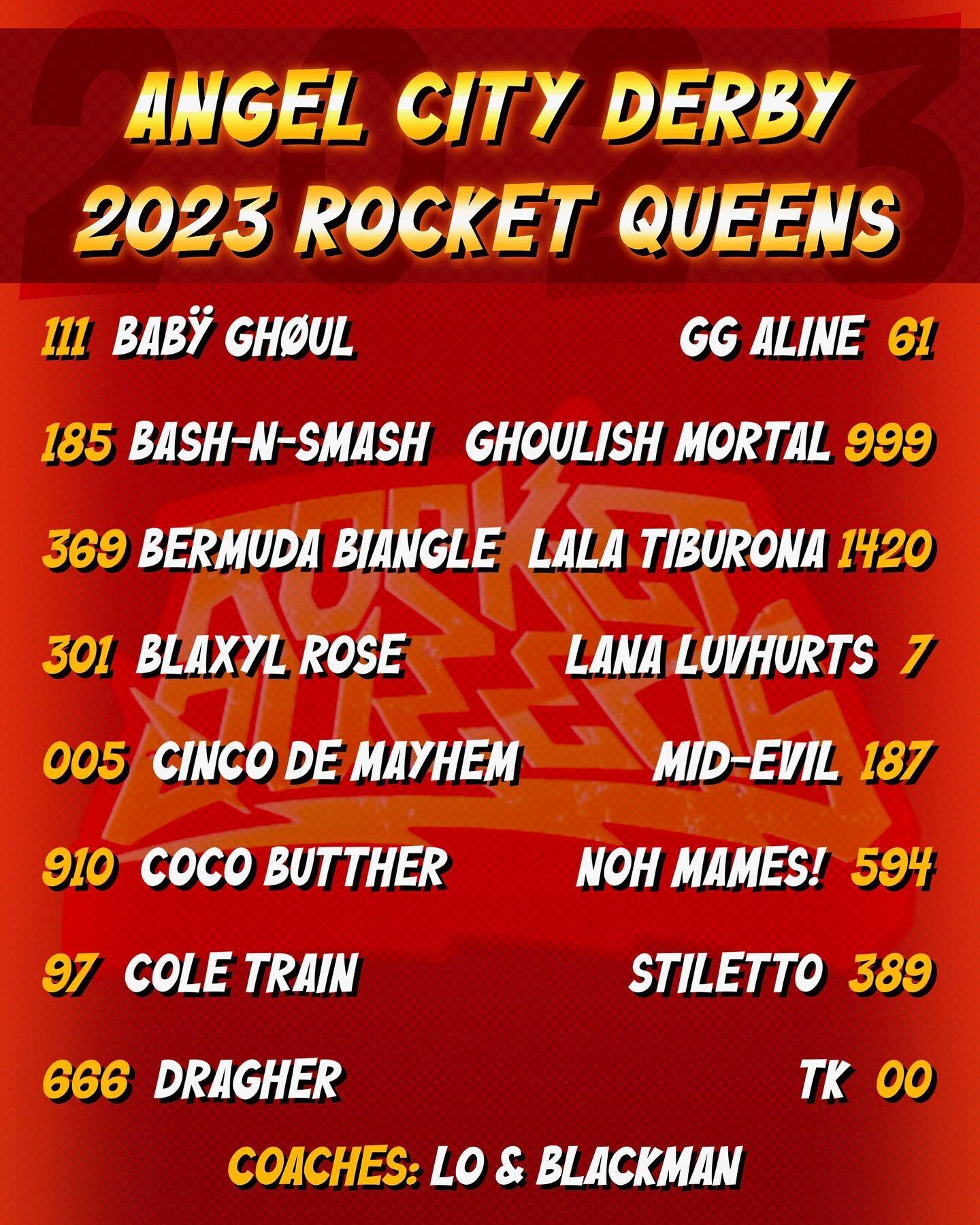 3..2..1&hellip;🚀👑 Introducing your 2023 Rocket Queens! 🚀👑 These regal skaters can&rsquo;t wait to blast opponents off the track, REIGN OR SHINE. #reignorshine #godsavethequeens #rollerderby #poppop