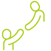 Geometric drawing of an outline square with sections divided by vertical, horizontal, and half circle lines.