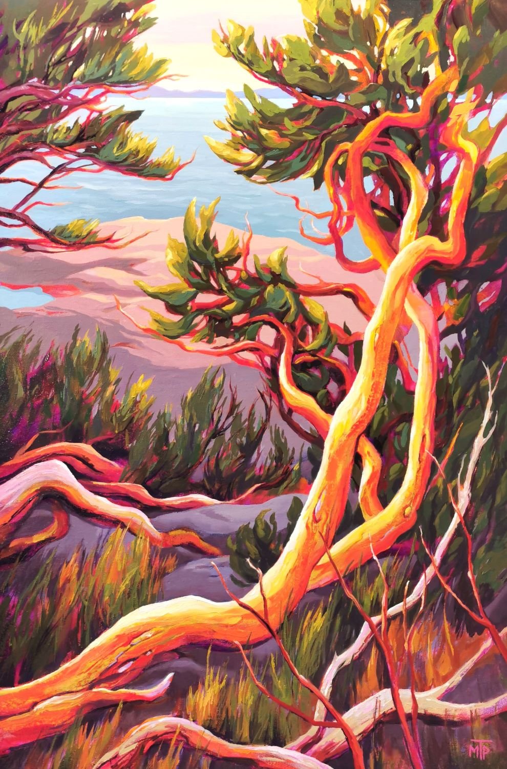  Arbutus Embrace    Acrylic on canvas, 36x24 inches, $2,500  