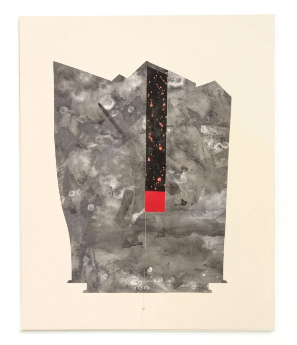 Four Buildings I , 2025, Acrylic, canvas, thread, glue, 60×48 inches