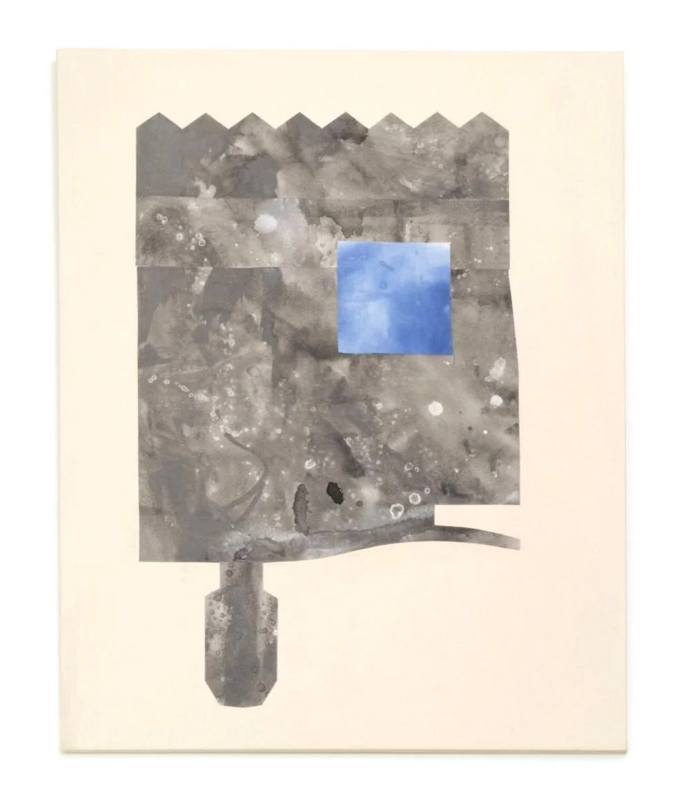 Four Buildings II , 2025, Acrylic, canvas, glue, 60×48 inches