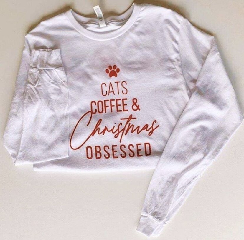 Cats, Coffee and Christmas Long Sleeve
