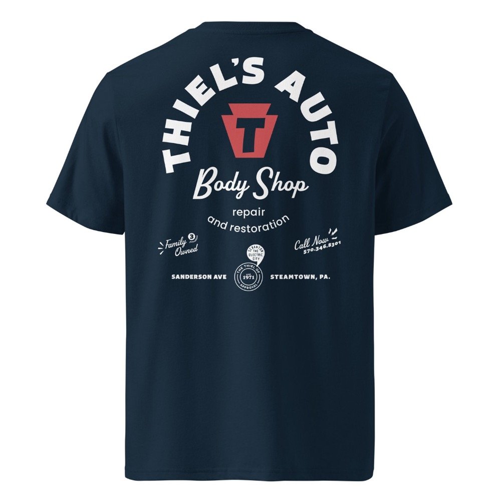 It's official! We have a new website! Check out our latest projects and pick up our custom merch in the store, like The official Thiel&rsquo;s Auto Body Shop tee in heritage navy&mdash;made for long days, loud tools, and the kind of jobs that don&rsq