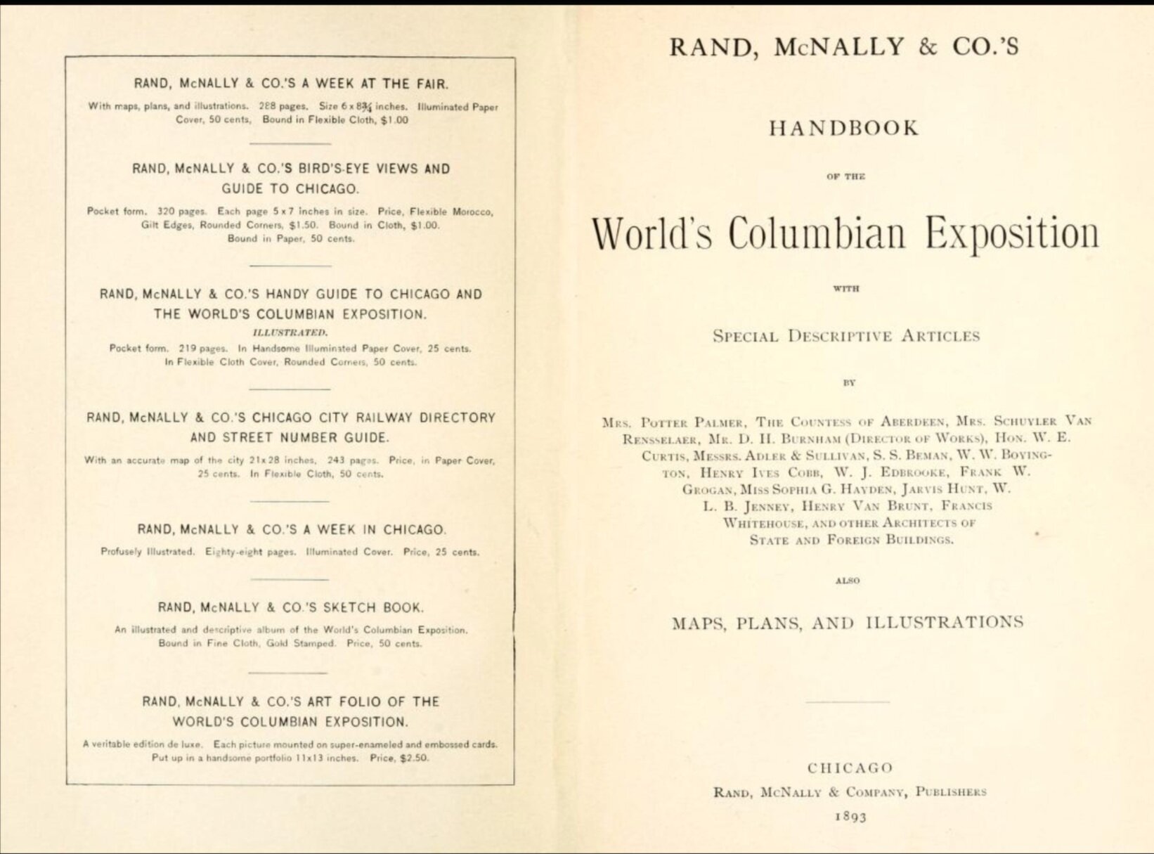 Rand, McNally &amp; co.'s handbook of the World's Columbian Exposition