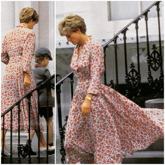 Princess Diana in Laura Ashley Dress