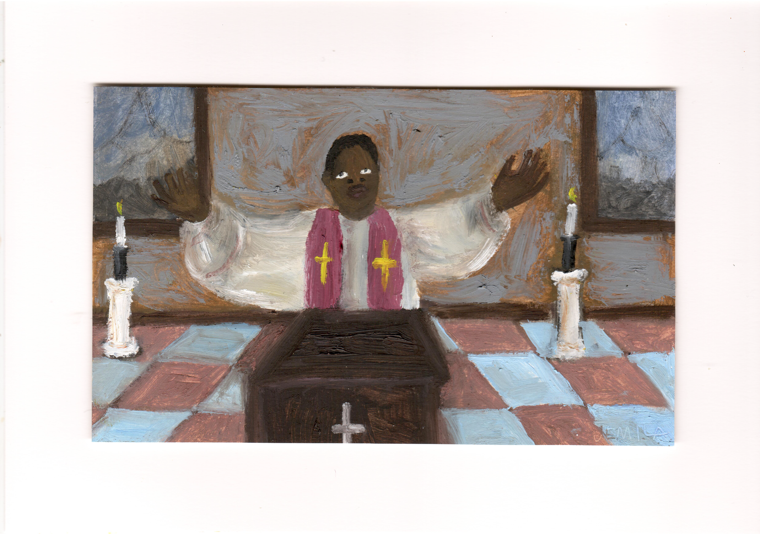 Preacher Man, oil on paper, 14.8 x 21 cm, 2026