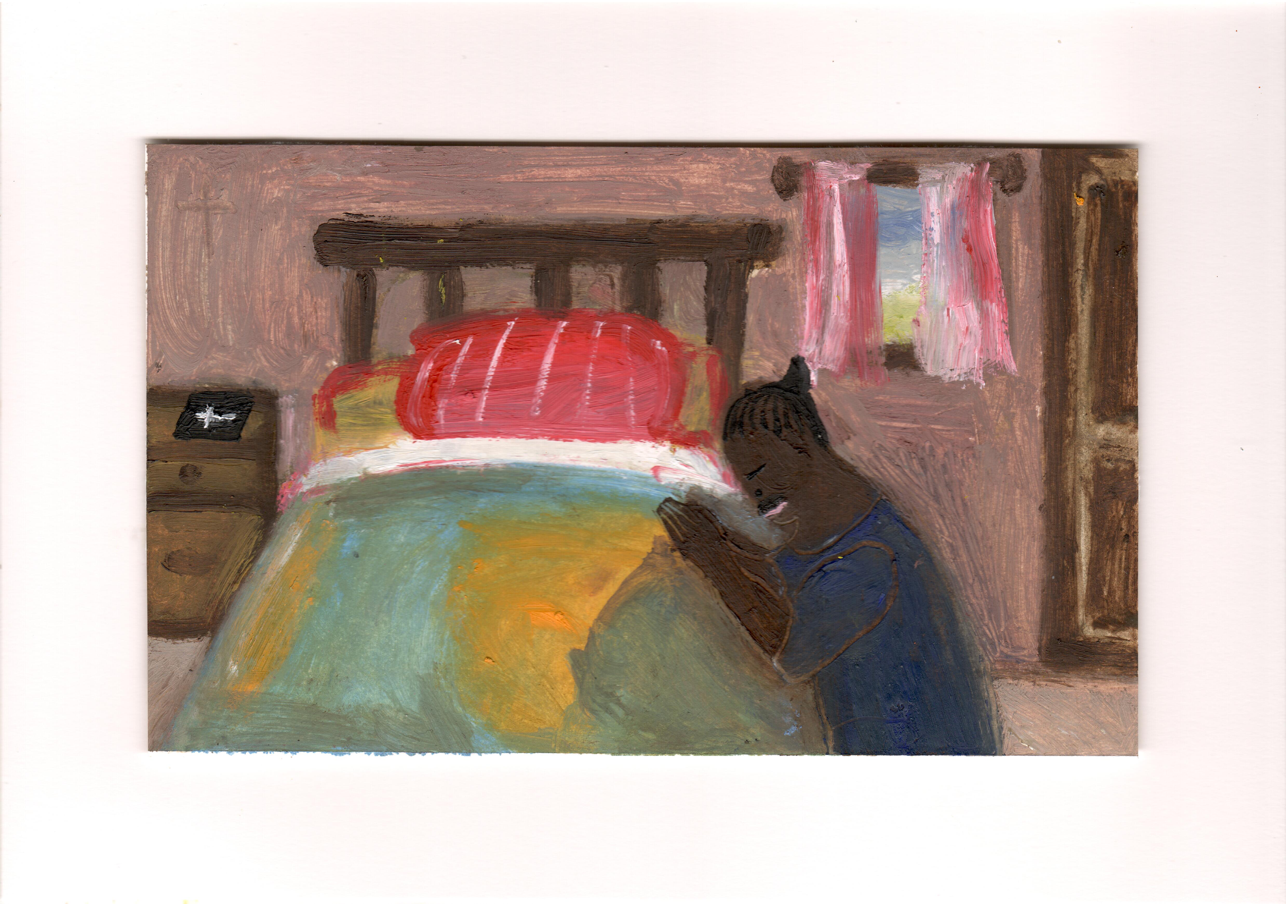Bedtime Prayers, oil on paper, 14.8 x 21 cm, 2026