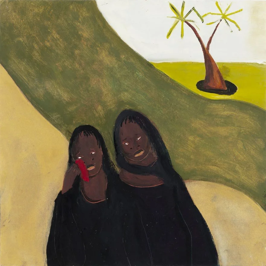 Ladies In Mourning, 2024, oil on paper, 25 x 25cm