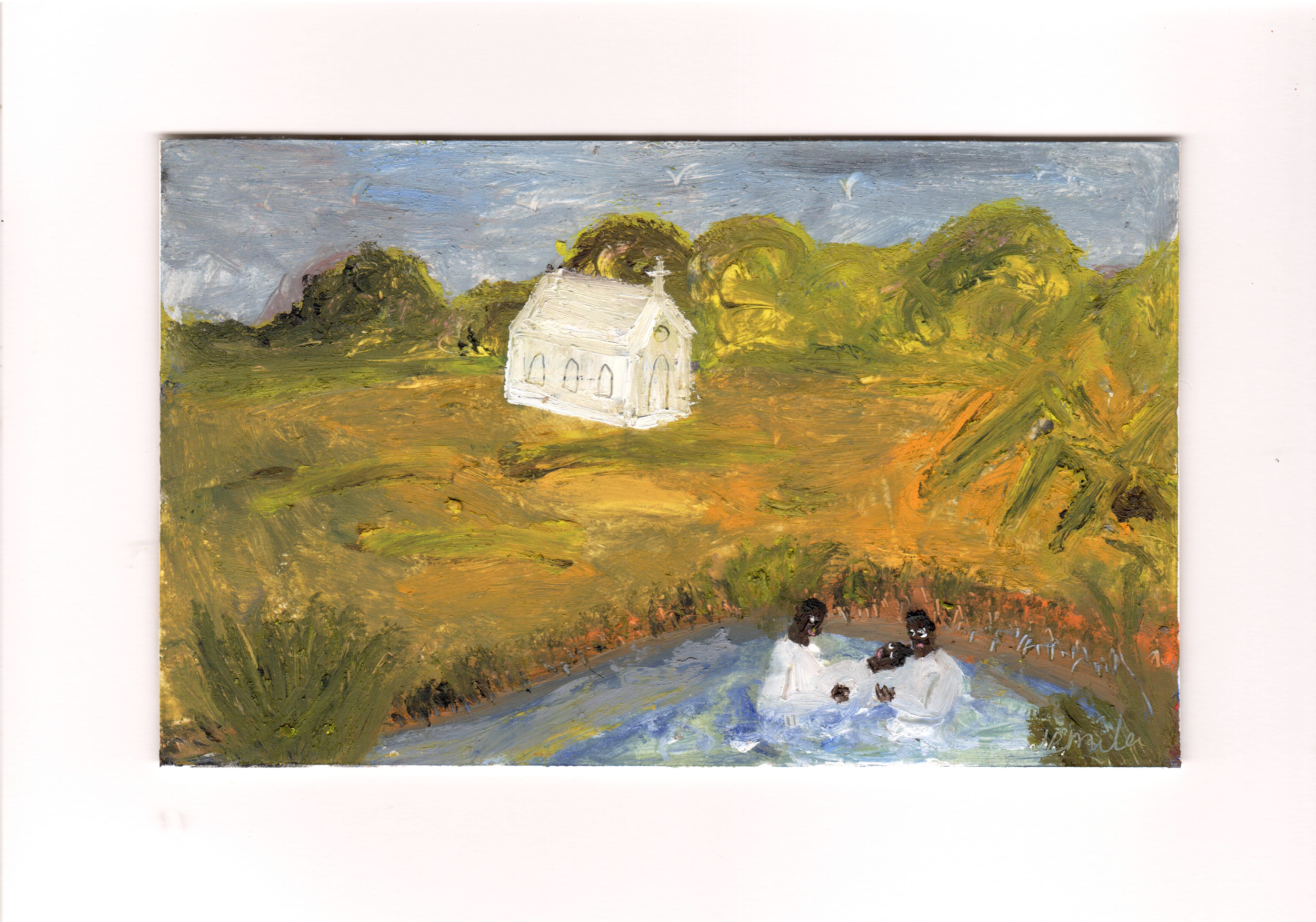 Baptism, oil on paper, 14.8 x 21 cm, 2026