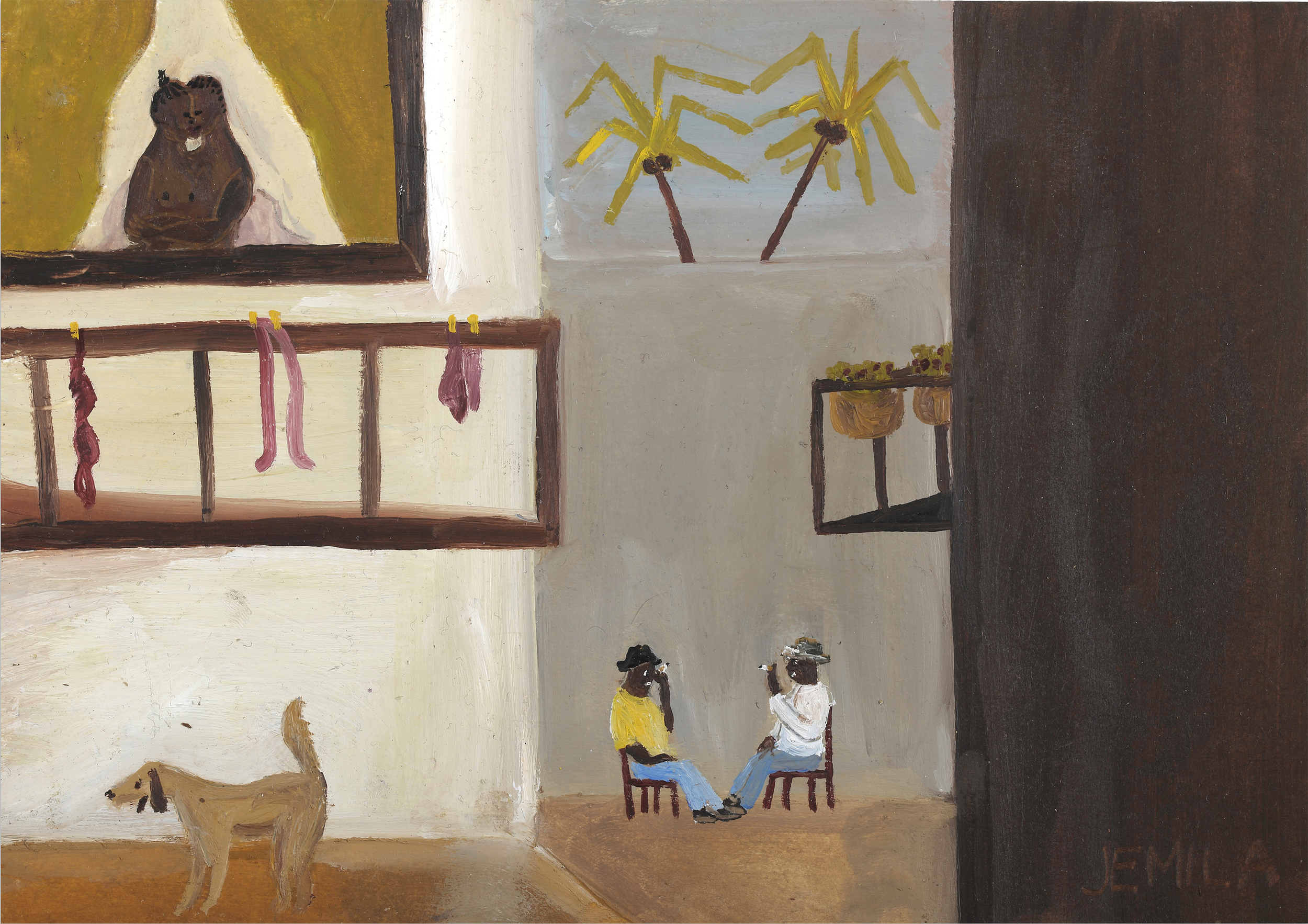 Lover's By The Window, 2024, oil on paper, 14.8 x 21 cm