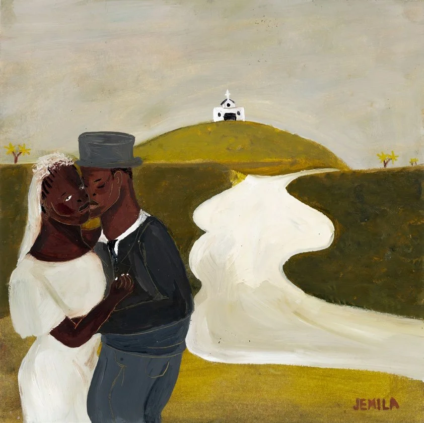 The Bride & Groom, 2024, oil on paper, 25 x 25cm