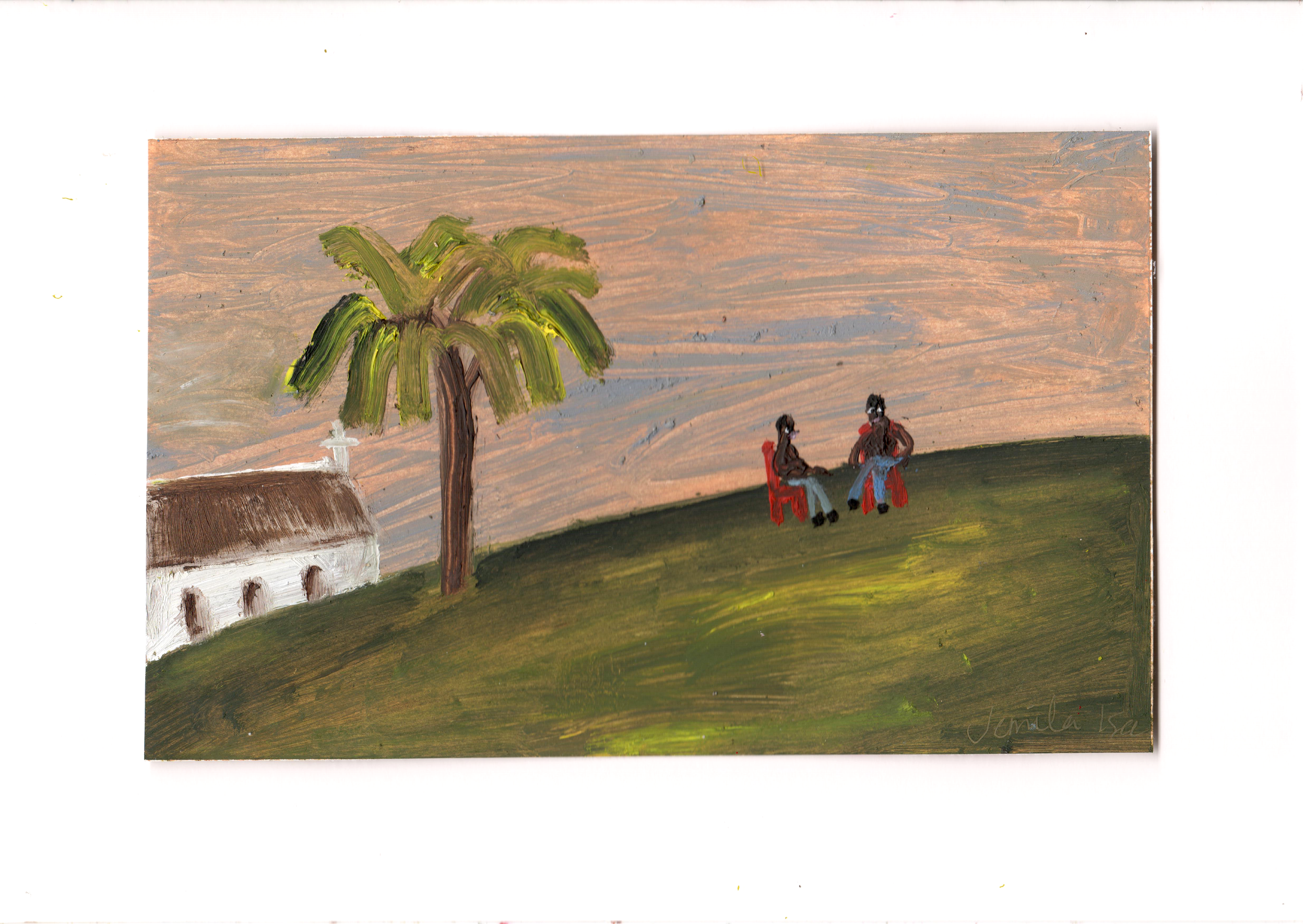 Under a Pink Sky, oil on paper, 14.8 x 21 cm, 2026