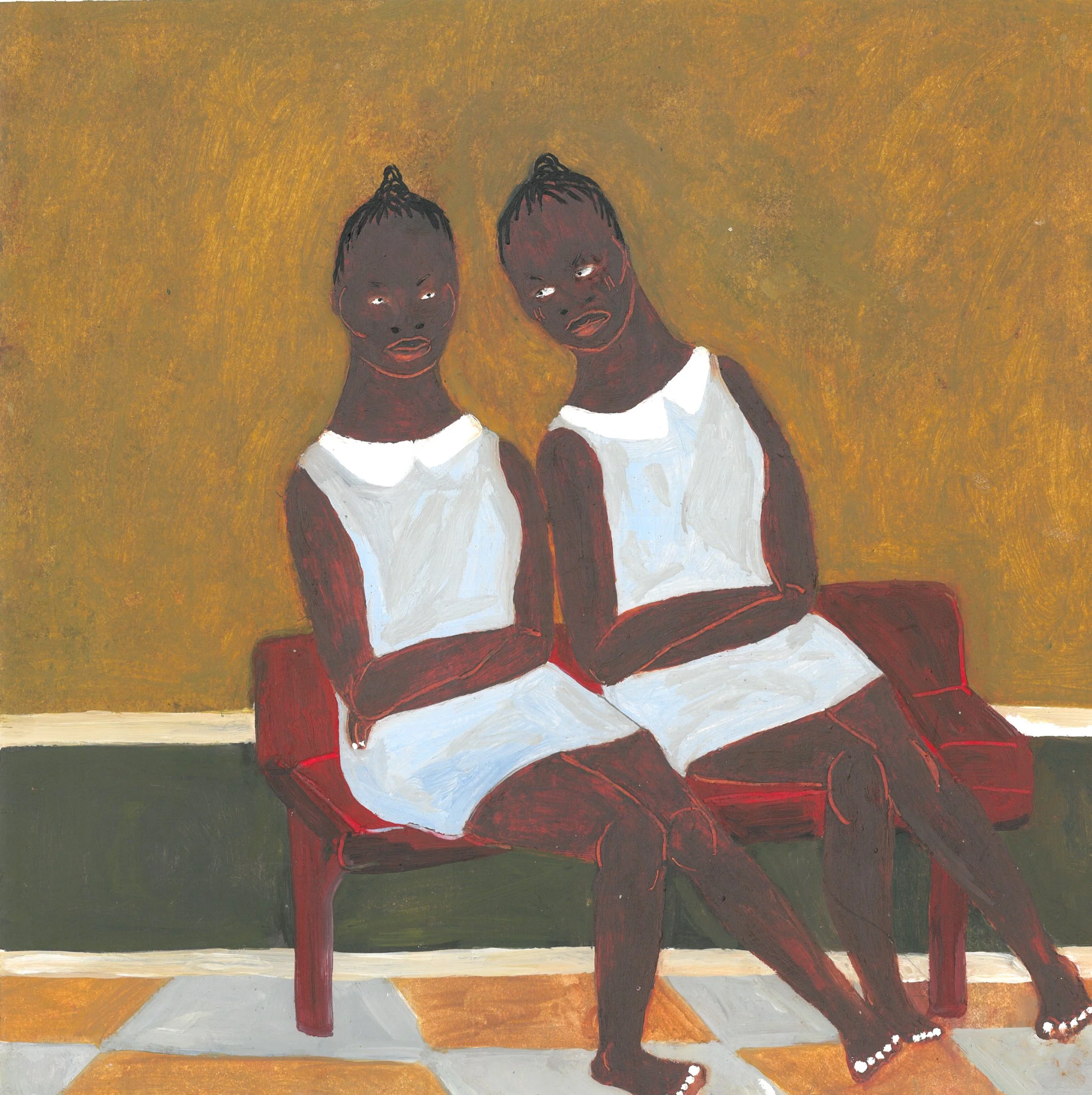School Girls, 2024, oil on paper, 25 x 25cm
