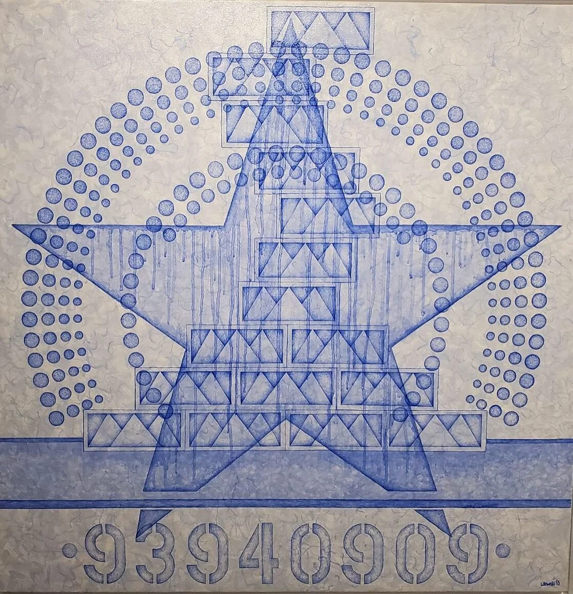 &ldquo;Blue&rdquo; by @mikelitewski has SOLD! We are thrilled for both the artist and the collector! &ldquo;Blue&rdquo; is a stand out 36x36 acrylic painting offering aesthetic iconic imagery coupled with symbolic commentary on historic sociopolitica