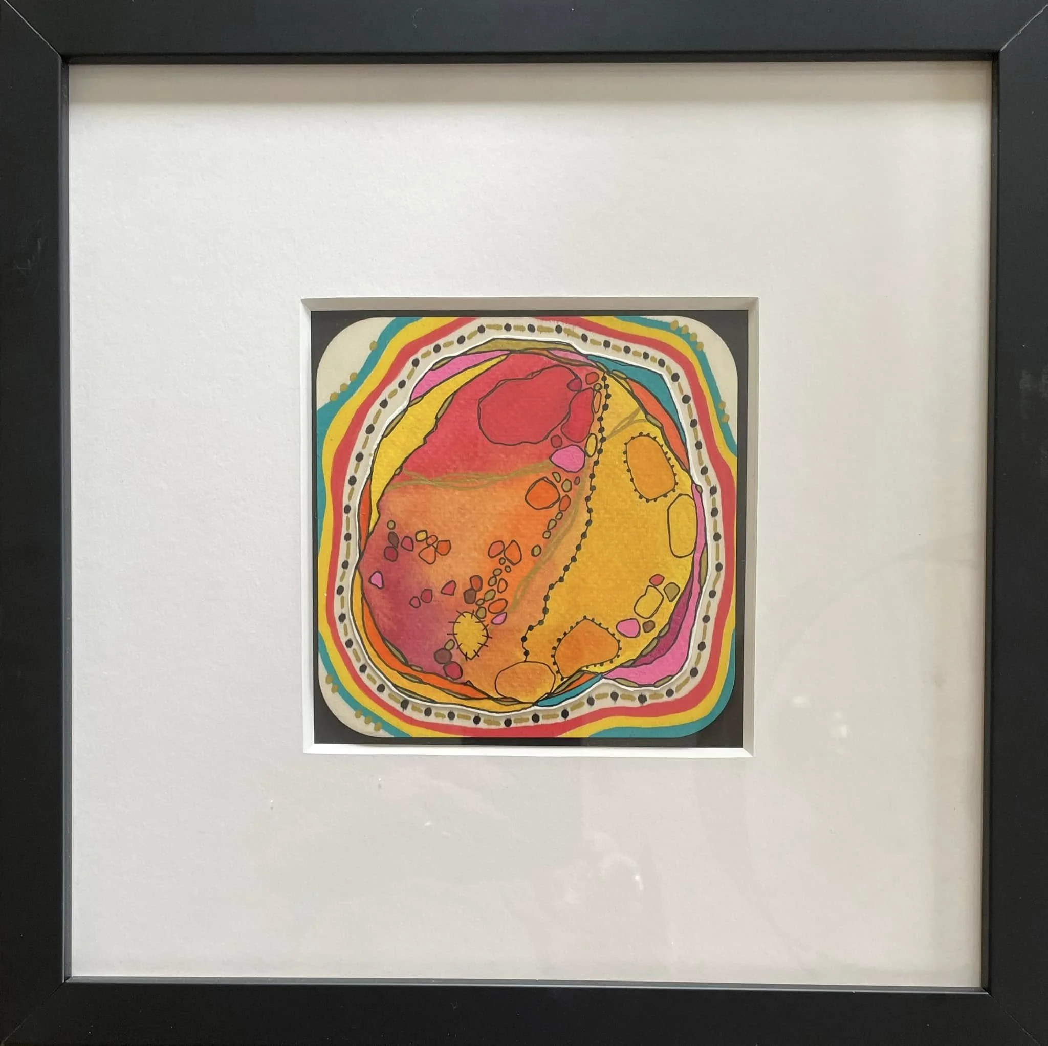 Cellular Nasturium Healing 10x10 Mixed Media on Wood $200