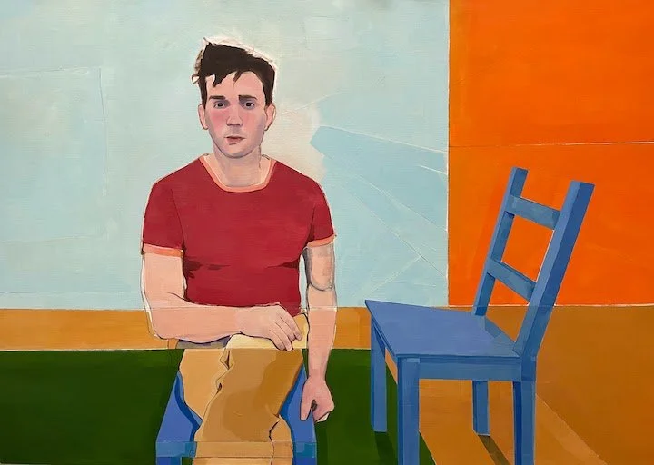 Self Portrait with Blue Chair 38.25 x 56 Oil on Canvas $2000