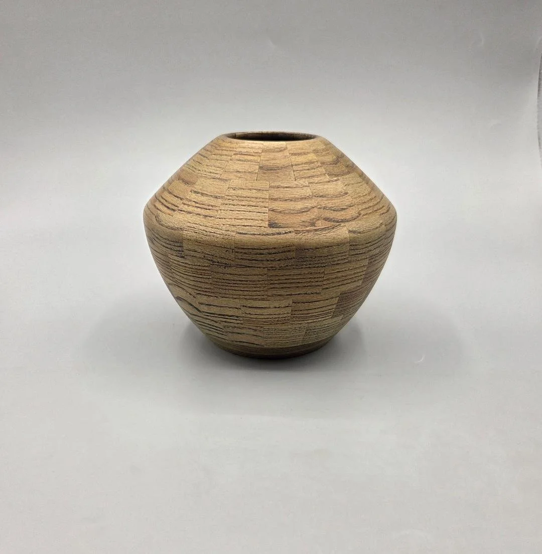 NEW: Ash Vase 2 -- 5h X 6w Sandblasted Ash Dyed Olive Green and Blackwashed $275