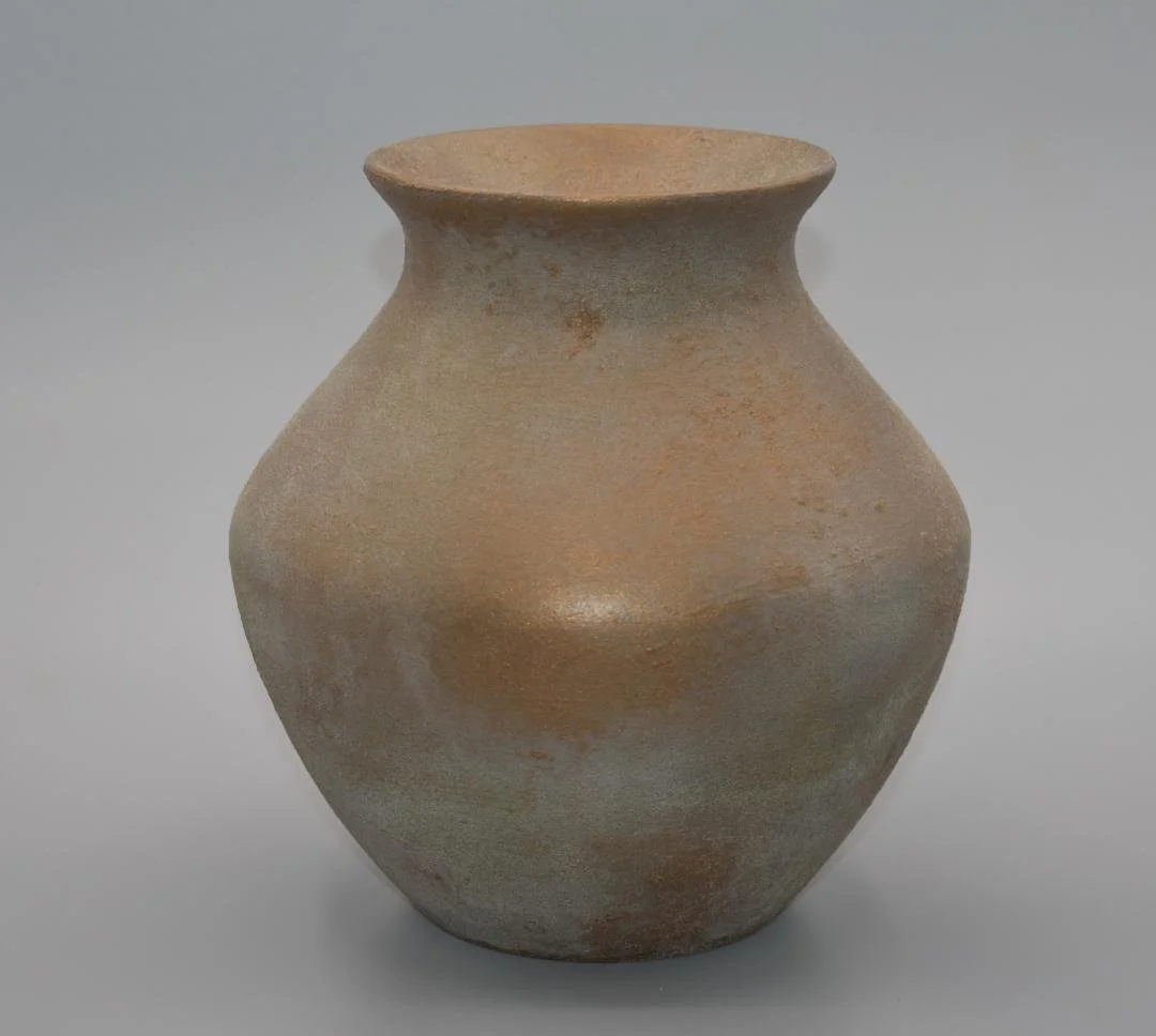 Antique Vase 6.5h X 6w Copper & Patina Paint Over Ash $350
